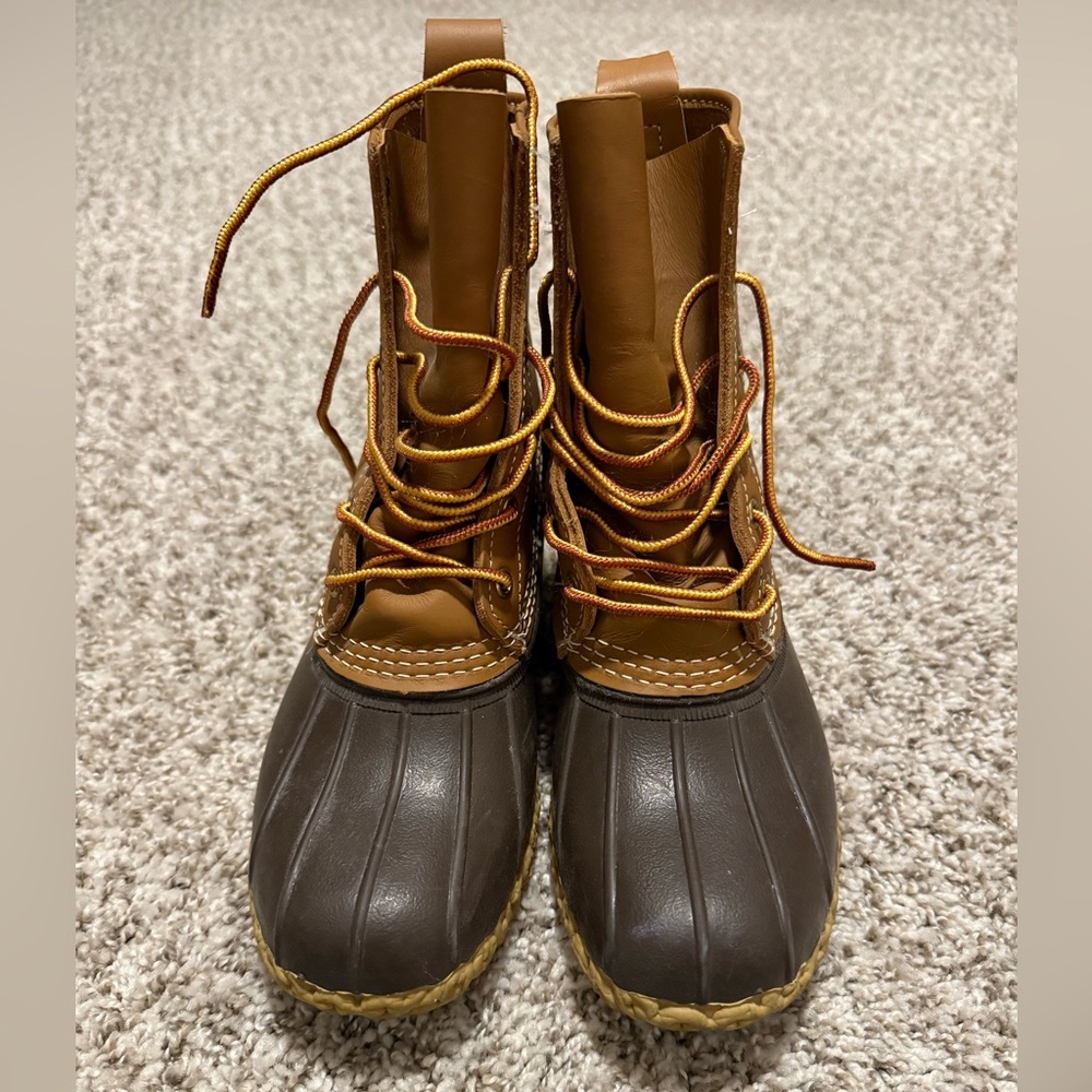 L.L. Bean Tan and Brown Lace-Up Duck Boots